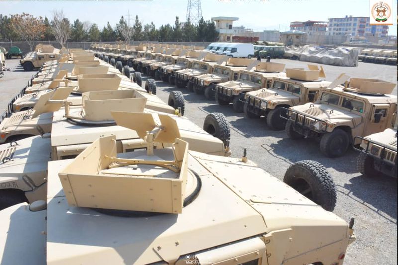 Military vehicles transferred by the U.S. to the Afghan National