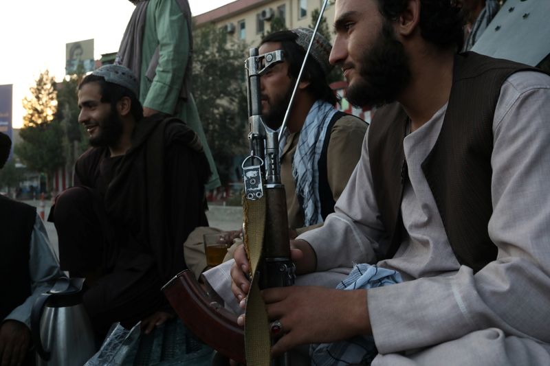 Taliban soldiers talk, in Kabul