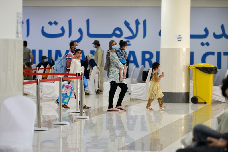FILE PHOTO: Evacuees from Afghanistan arrive in Abu Dhabi