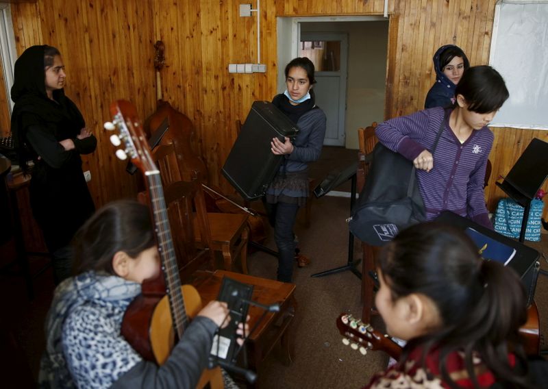 FILE PHOTO: Members of the Zohra orchestra, an ensemble of