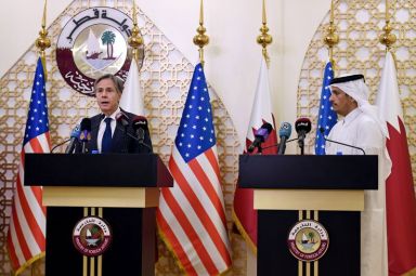 U.S. Secretary of State Antony Blinken meets with his Qatari