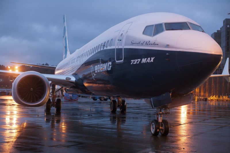 FILE PHOTO: A Boeing 737 MAX 8 sits outside the