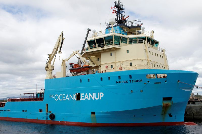 An offshore supply vessel used by non-profit the Ocean Cleanup