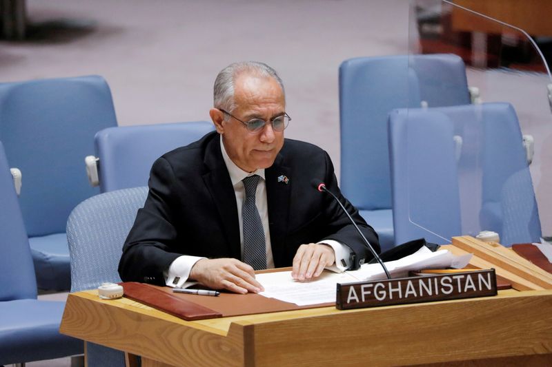 FILE PHOTO: Afghanistan’s U.N. ambassador Ghulam Isaczai addresses the United
