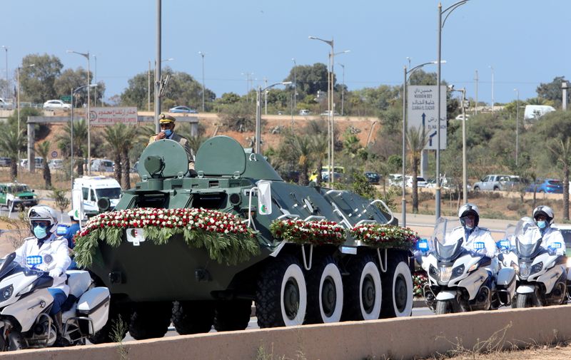 A convoy transporting the coffin of former Algerian President Abdelaziz