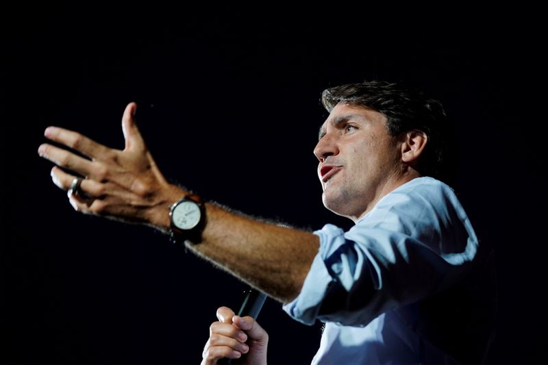 FILE PHOTO: Canada’s Prime Minister Justin Trudeau campaigns in Peterborough,