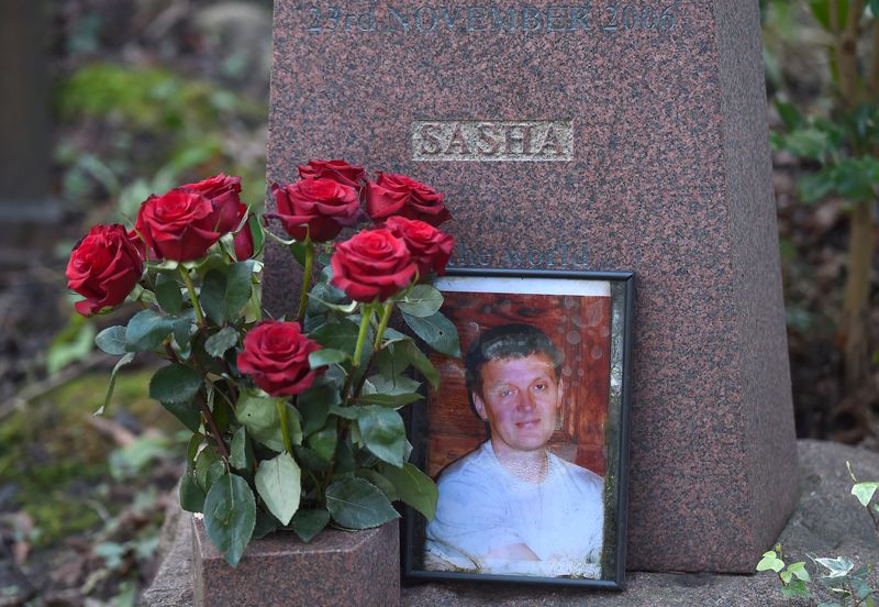 The grave of murdered ex-KGB agent Alexander Litvinenko is seen