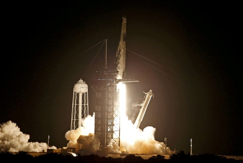 FILE PHOTO: A SpaceX Falcon 9 rocket, with the Crew