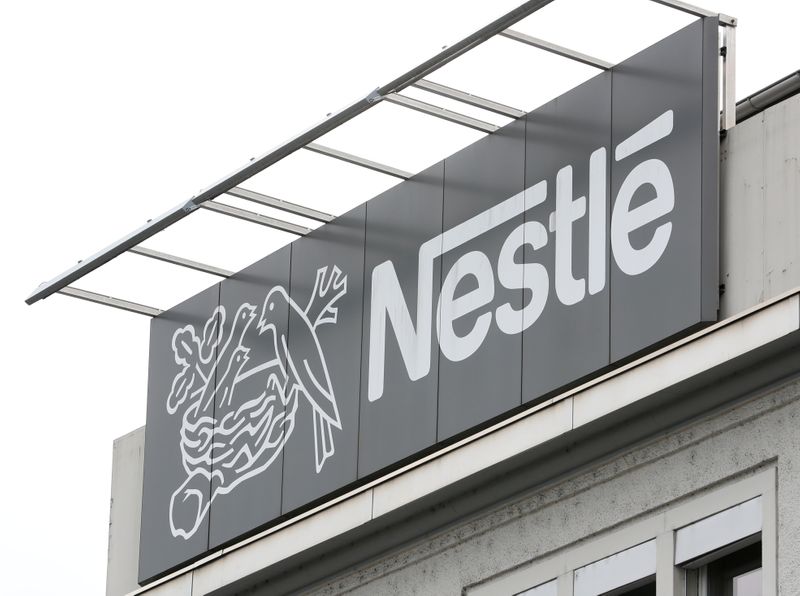 FILE PHOTO: Logo of Nestle is seen in Konolfingen
