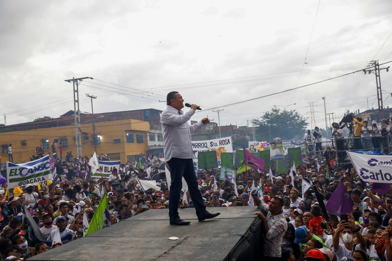 Venezuelan opposition leader Javier Bertucci, attends a rally ahead of