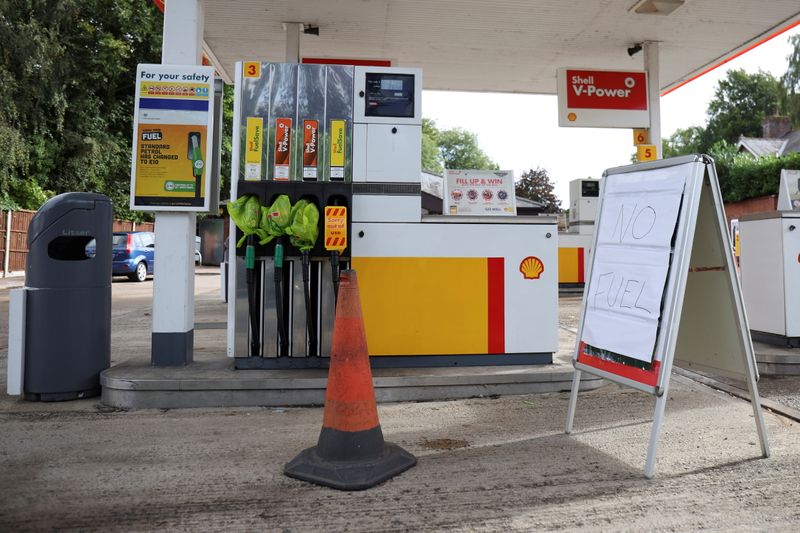 A Shell petrol station that has run out of fuel