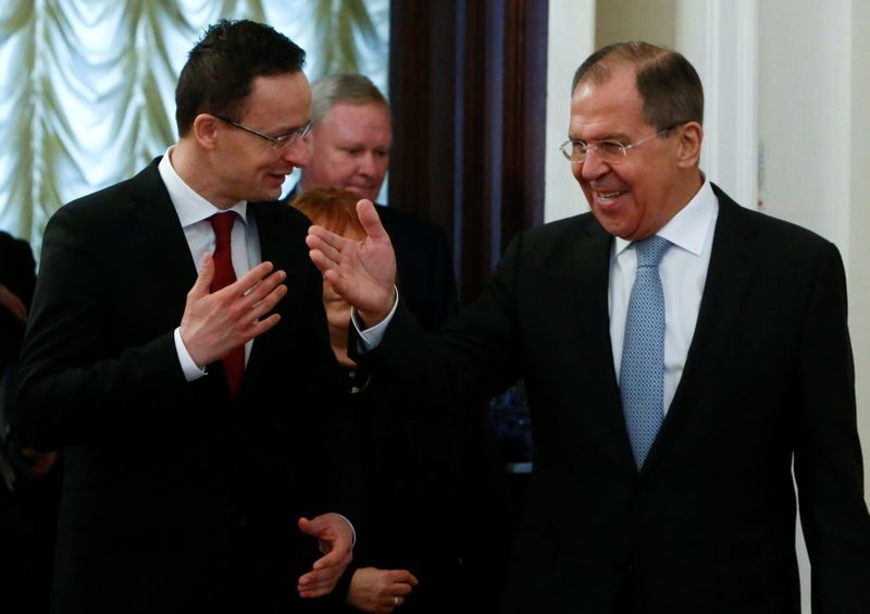 FILE PHOTO: Russian Foreign Minister Lavrov and his Hungarian counterpart