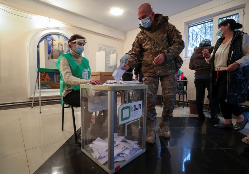 Vote at a municipal election in Tbilisi