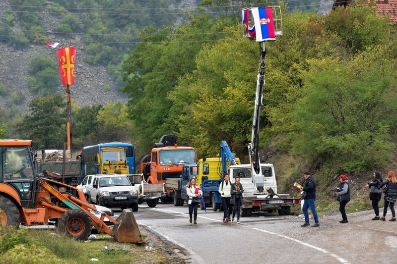 FILE PHOTO: Serbs block roads in Kosovo in protest over