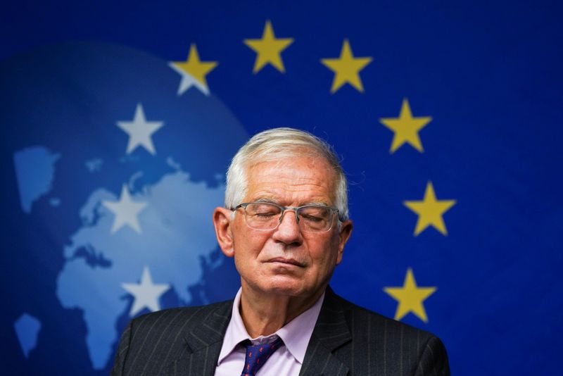 FILE PHOTO: Josep Borrell holds a press conference after a