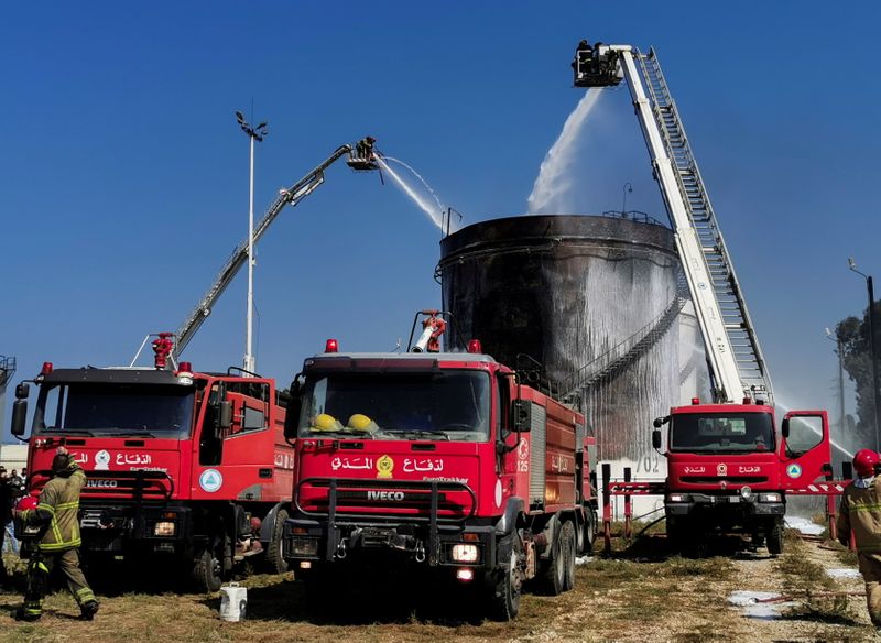 Lebanese firefighters put out fire at fuel facility