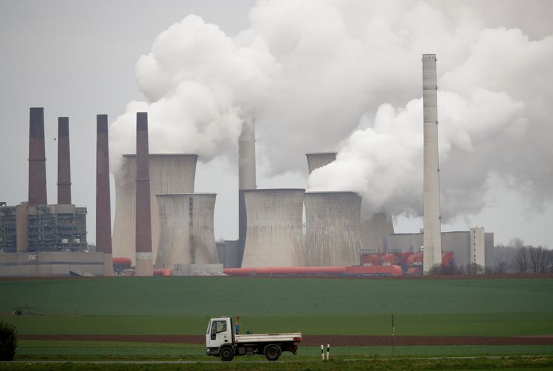 FILE PHOTO: Brown coal fired power plants of RWE, one