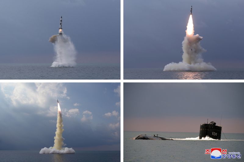 FILE PHOTO: A combination of pictures shows a new submarine-launched