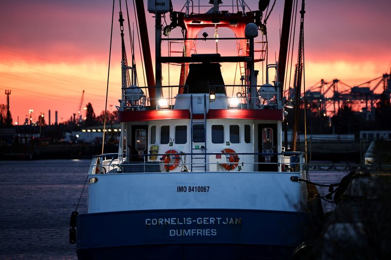FILE PHOTO: A British trawler Cornelis Gert Jan is seen