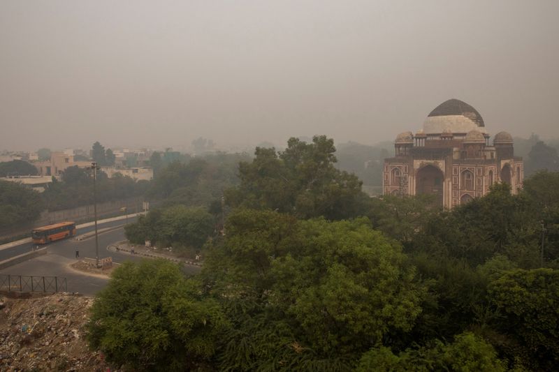 FILE PHOTO: A residential area is seen shrouded in smog