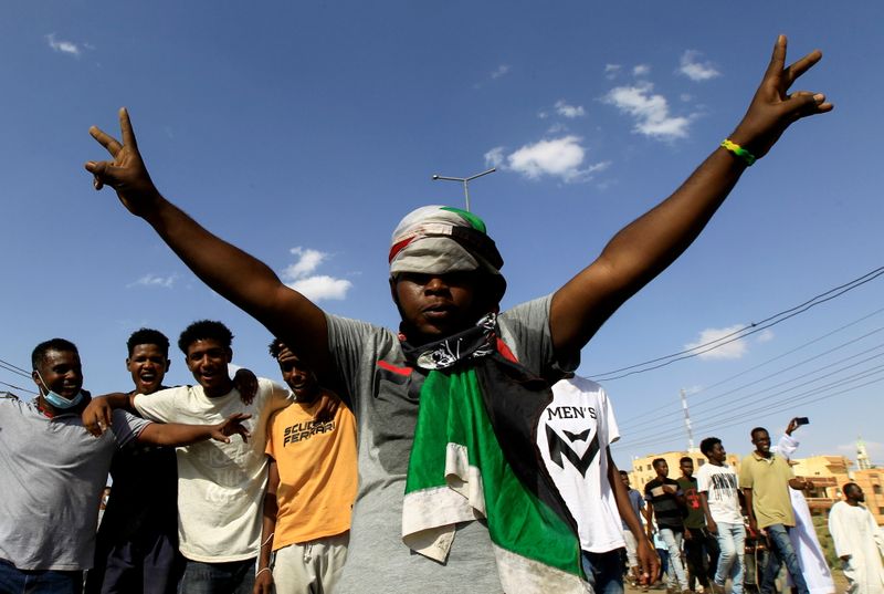 FILE PHOTO: Sudanese protest the recent military seizure of power
