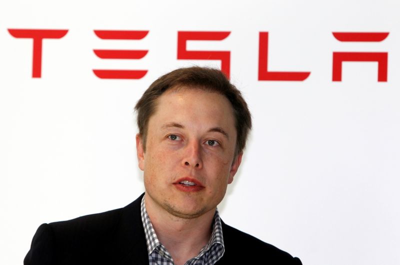 FILE PHOTO: Tesla Motors CEO Musk speaks during a joint