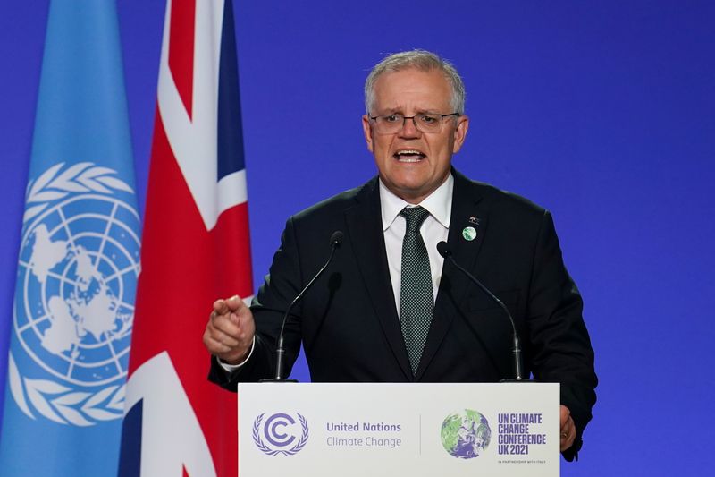 Australia’s Prime Minister Scott Morrison speaks as National Statements are