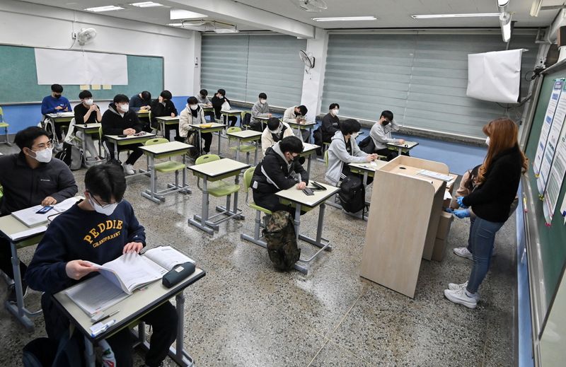 South Korean students take college entrance exam, amid COVID-19 outbreak,