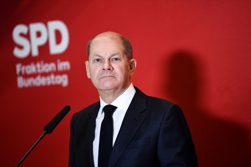 FILE PHOTO: SPD candidate for chancellor Olaf Scholz delivers statement