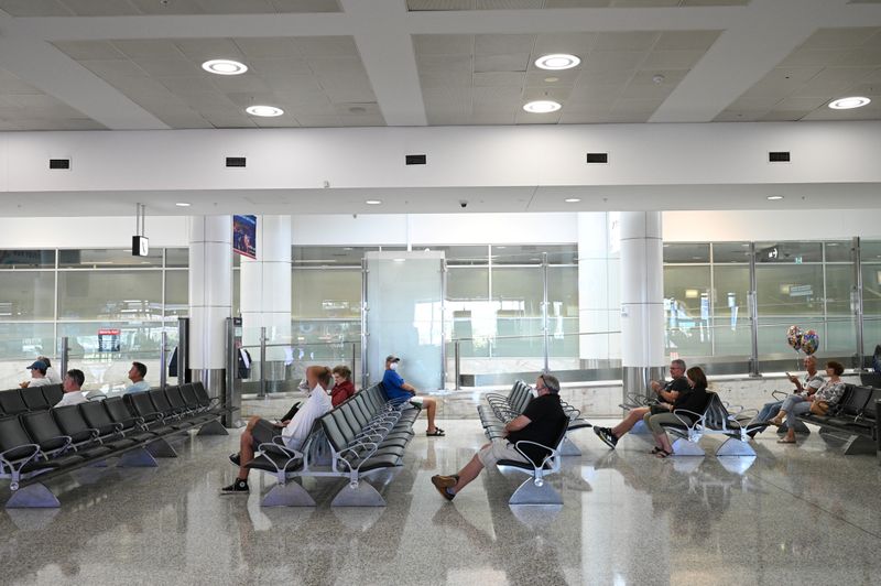 The international arrivals area at Kingsford Smith International Airport is