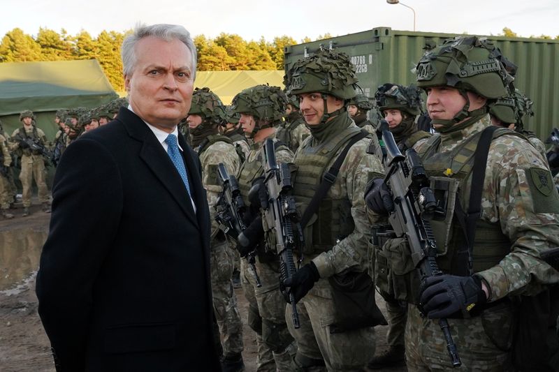 Lithuanian President Nauseda visits troops deployed at the Belarus border