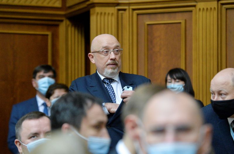 Ukraine’s Defence Minister Oleksii Reznikov attends a session of parliament