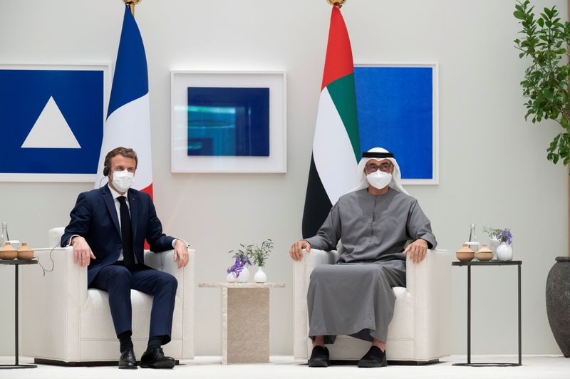 FILE PHOTO: French President Emmanuel Macron meets with Abu Dhabi’s