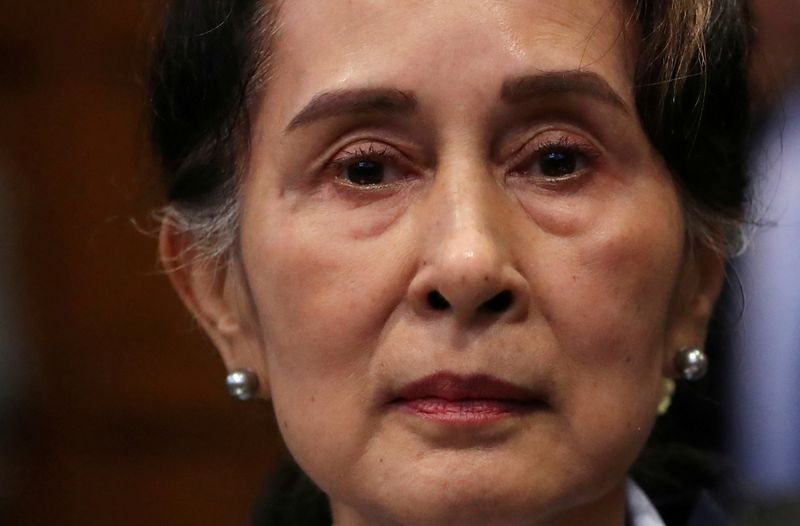 FILE PHOTO: Myanmar’s leader Aung San Suu Kyi attends a