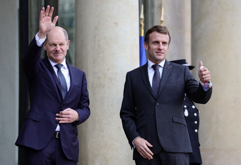 New German Chancellor Olaf Scholz at the Elysee Palace in