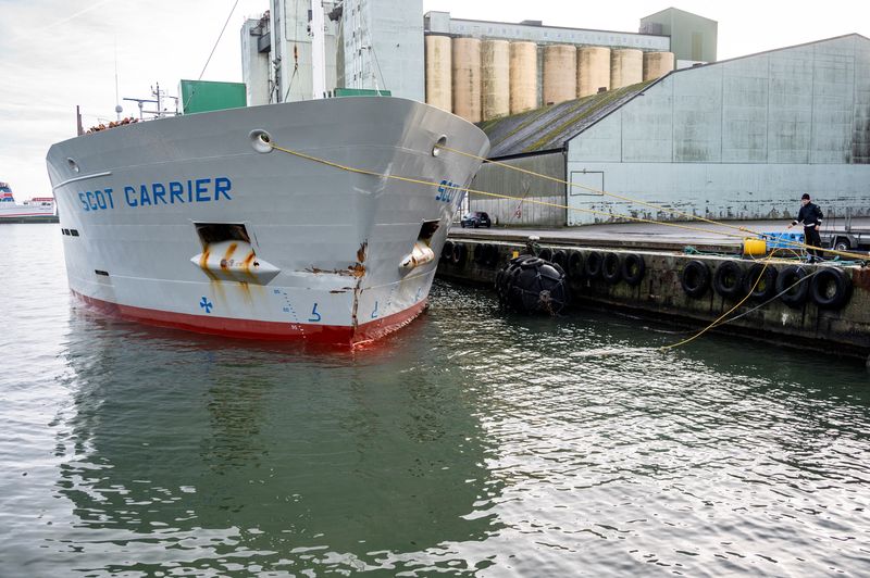 Swedish Coast Guard investigate damaged British cargo vessel Scot Carrier