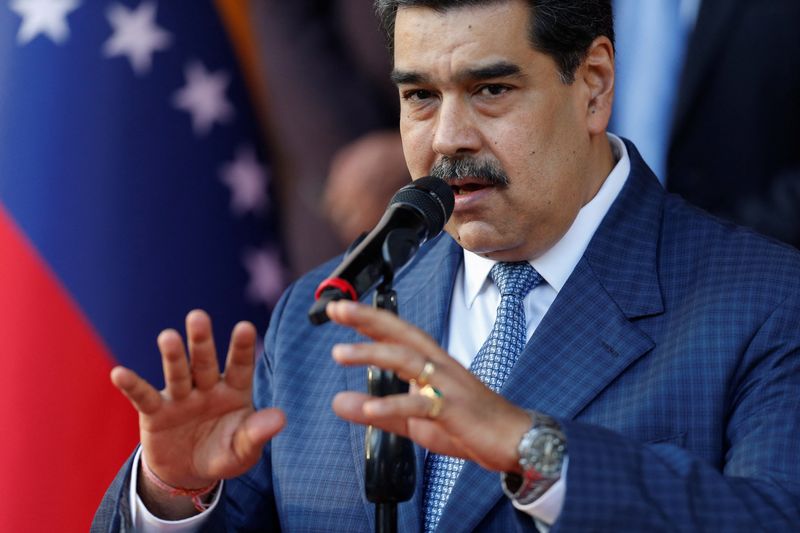 Venezuela’s President Maduro speaks in Caracas