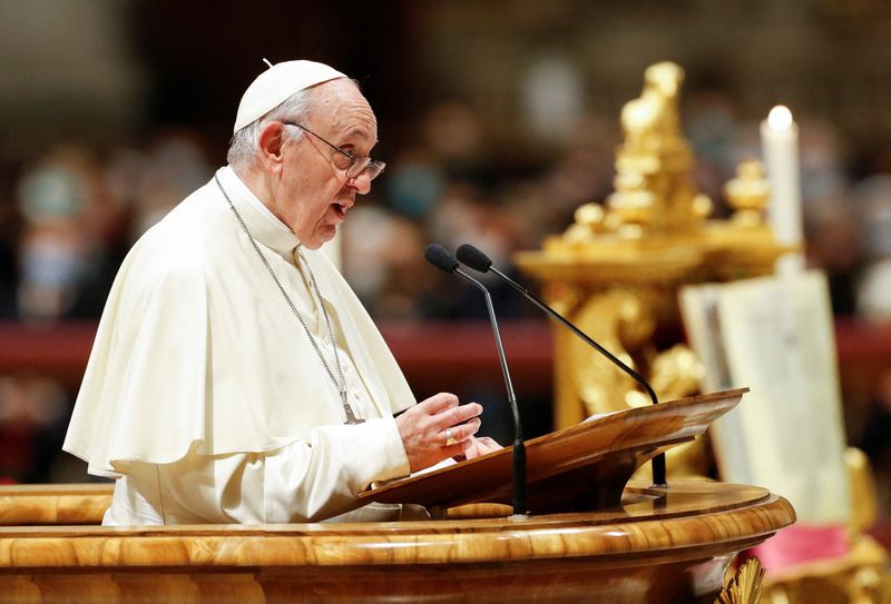 Pope Francis leads the Vespers and Te Deum prayer in