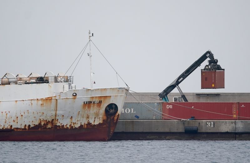 Livestock ship “Karim Allah” carrying Spanish cattle stranded on ship