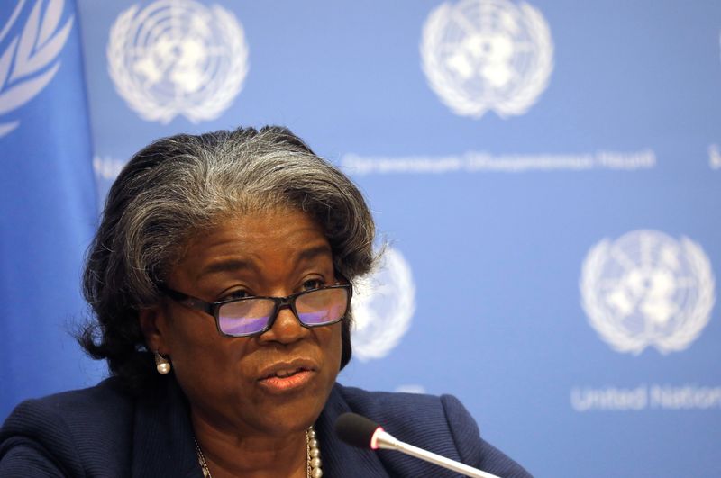 New U.S. Ambassador to United Nations, Linda Thomas-Greenfield holds a