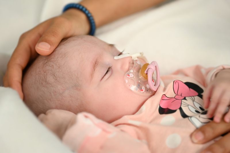 Two-month old Spanish baby girl Naiara, who received a heart