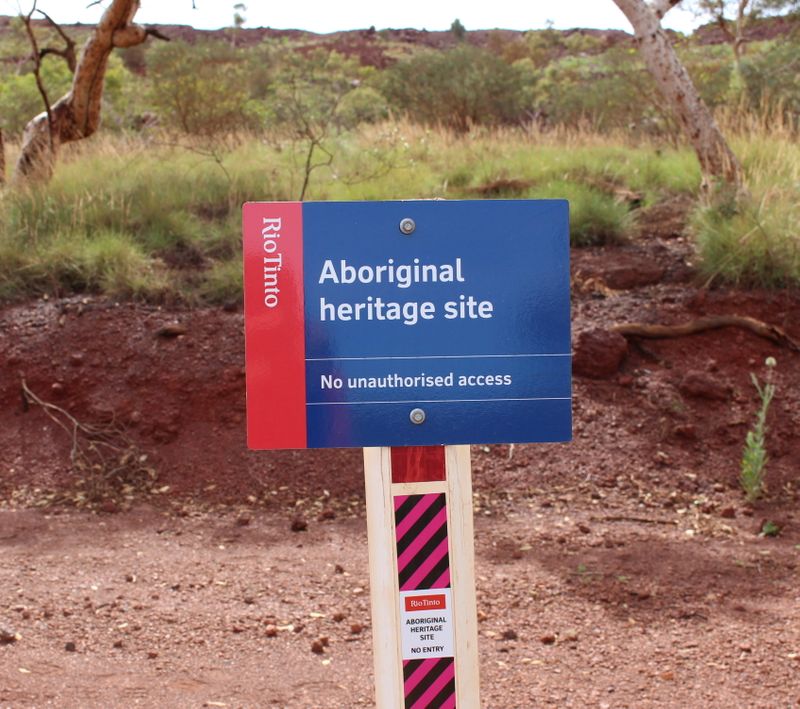 A Rio Tinto sign that indicates an Aboriginal heritage site