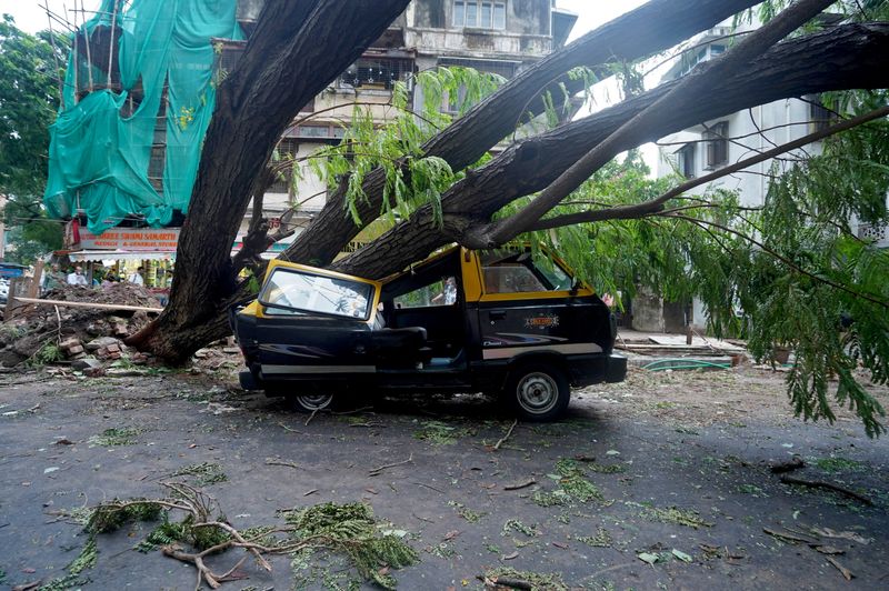 Damage from heavy winds due to Cyclone Tauktae in Mumbai
