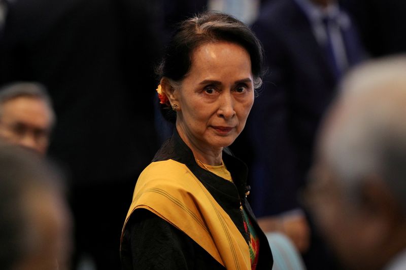 FILE PHOTO: Myanmar State Counselor Suu Kyi attends the opening
