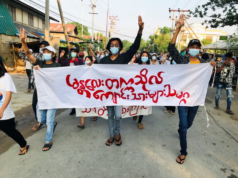 FILE PHOTO: Students protest against Myanmar’s junta in Mandalay