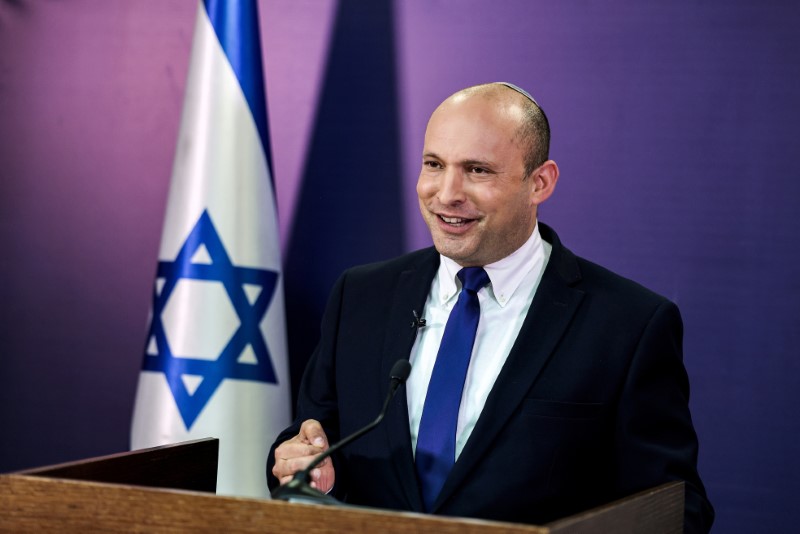 FILE PHOTO: Naftali Bennett gives a statement at the Knesset,