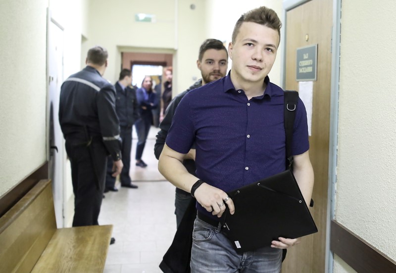 FILE PHOTO: Opposition blogger and activist Roman Protasevich arrives for