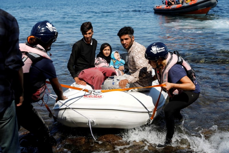 FILE PHOTO: A small inflatable boat carrying migrants from Afghanistan