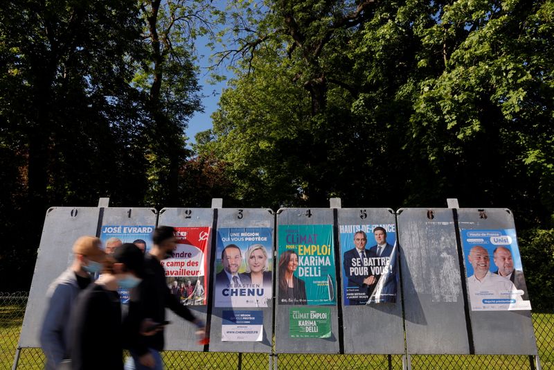 Electoral panels ahead of the upcoming French regional elections in