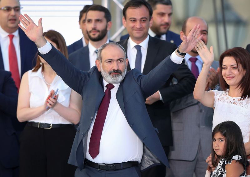 Leader of Civil Contract party Nikol Pashinyan attends a rally
